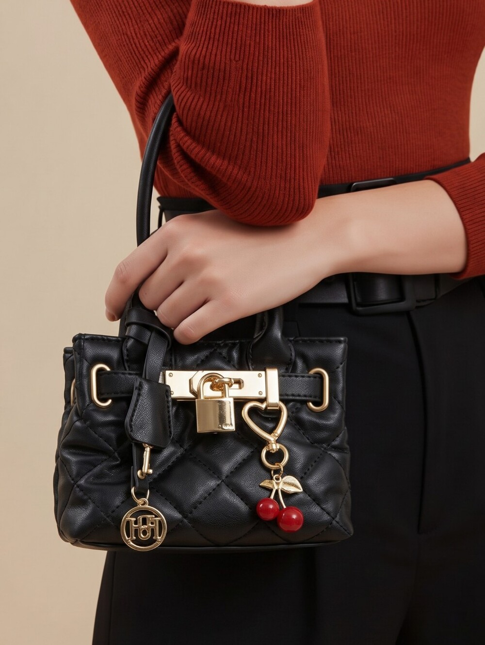 Badgley Mischka Blk. Quilted Mini Crossbody Bag, NWT